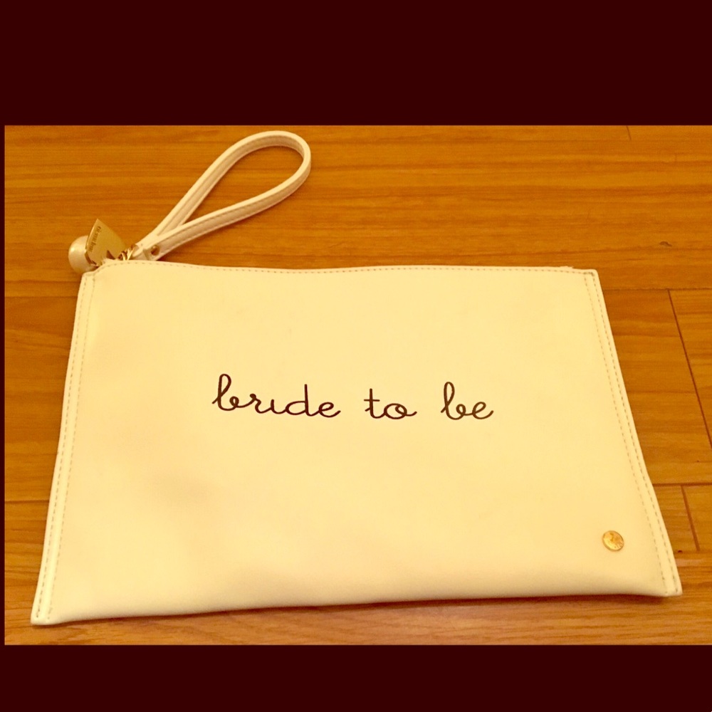 Bride To Be White Clutch - Bridal Purse w Gold